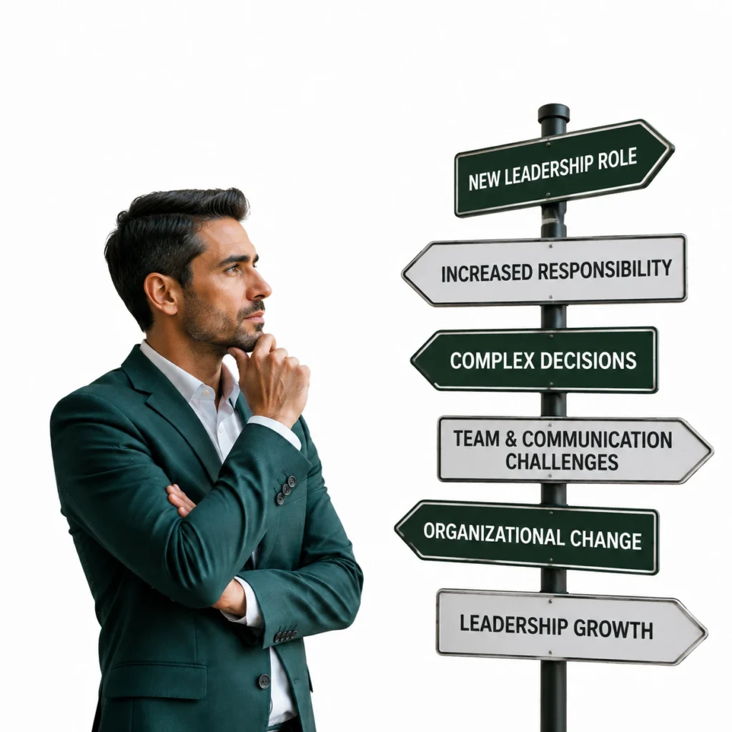 A business leader deciding when to seek support, representing What Is Executive Coaching and how executive coaching helps leaders handle new responsibilities, complex decisions, and leadership challenges.